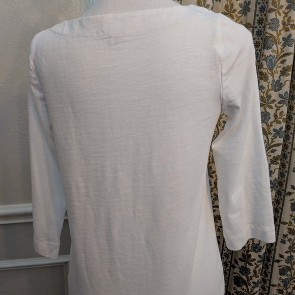 J Crew Shit Tunic XS White 3/4 Sleeve Pullover - Picture 8 of 8
